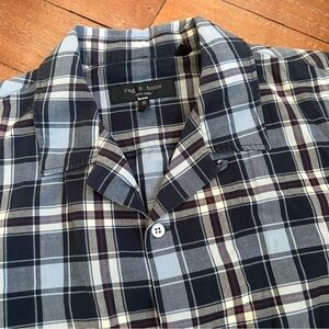 Rag & Bone Avery Plaid Short Sleeve Shirt Blue